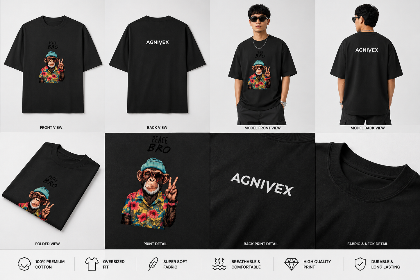 Retro Monkey Streetwear Oversized Tee