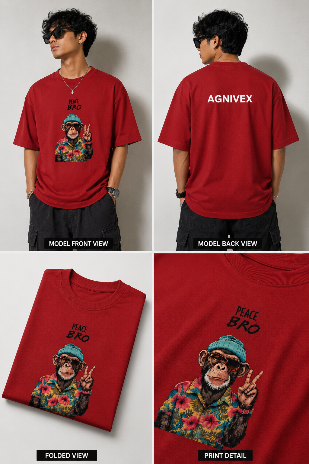 Retro Monkey Streetwear Oversized Tee