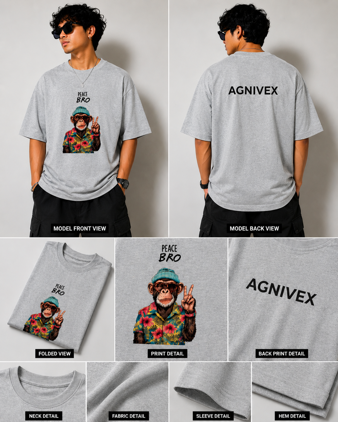Retro Monkey Streetwear Oversized Tee