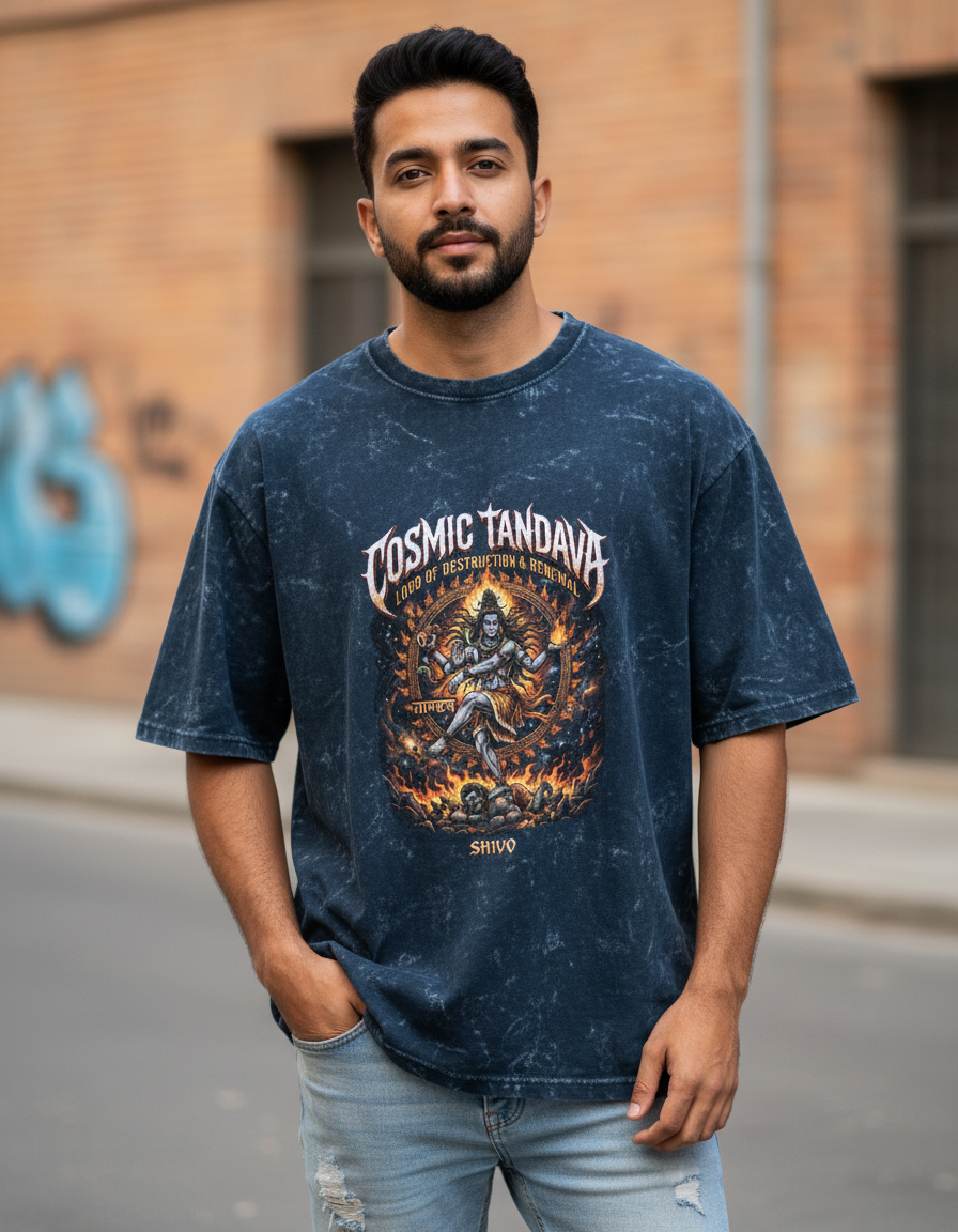 Agnivex Cosmic Tandava Graphic Tee – Premium Oversized Fit